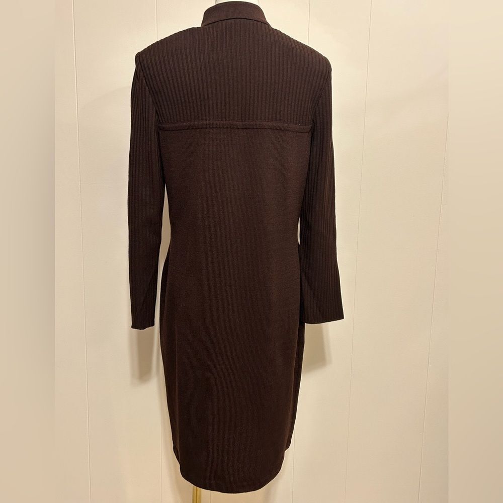 ST. JOHN collection by Marie Gray.Dark chocolate Dress with Gold Accents size 8 - Picture 4 of 13